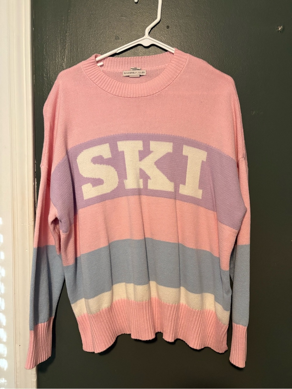 Sincerely Jules Pink Pastel SKI Colorblock Sweater L